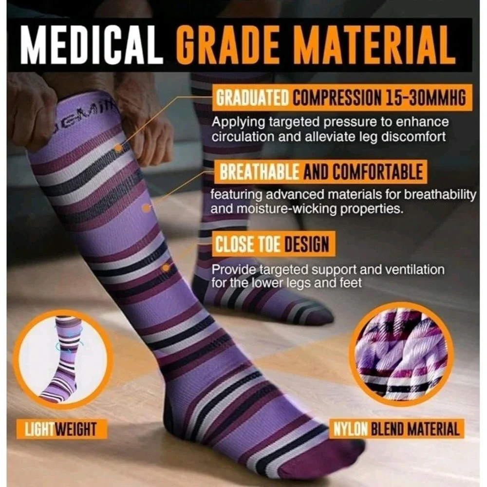 New Set Of 2 Pairs Doc Miller Compression Socks 15-20mmHg ‎ Size Small